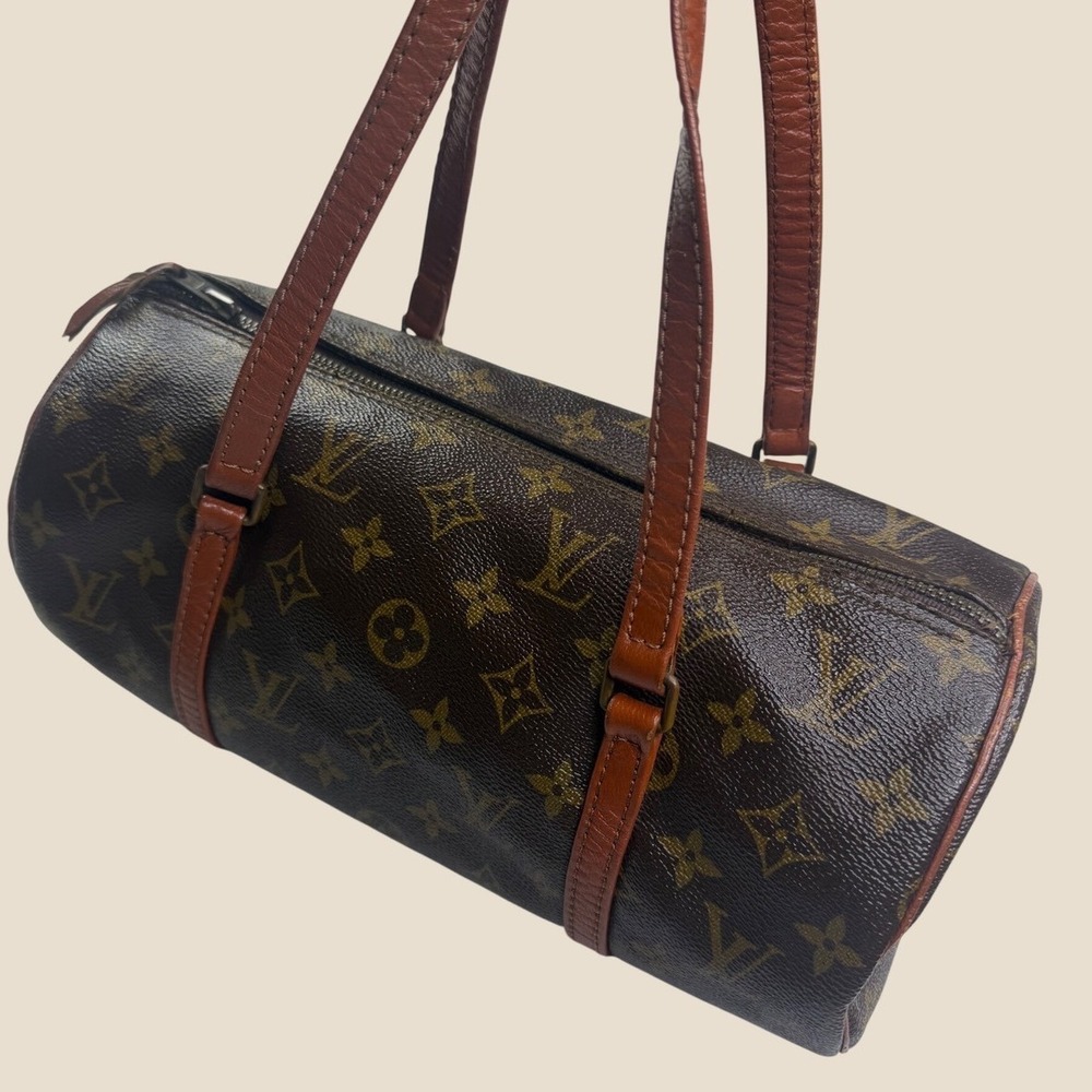 Louis Vuitton Vintage Monogram Papillon 30 Barrel Bag Brown Canvas Handbag